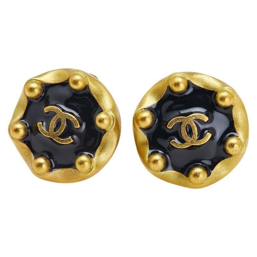 Chanel CC Logo Plated Earrings Gold
